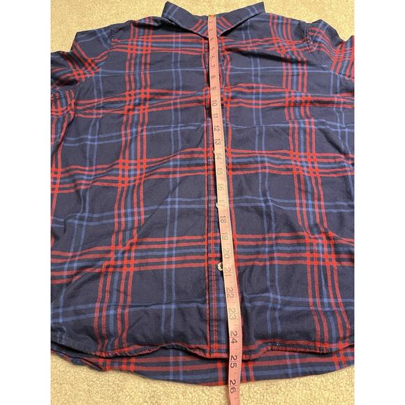 LL Bean Flannel Shirt Womens Large Scotch Plaid blue Button Up - Picture 5 of 7